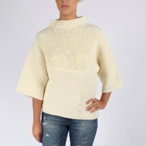 J.O.A Los Angeles Jane Ribbed Mock neck Sweater in Creamy White S - Picture 1 of 11